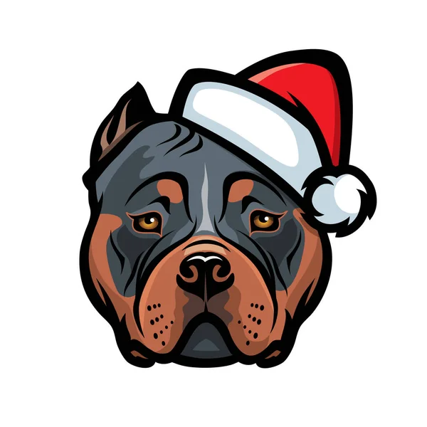 Ilustração Vetorial Cão Animal Buldogue Americano Vestindo Chapéu Santa —  Vetores de Stock