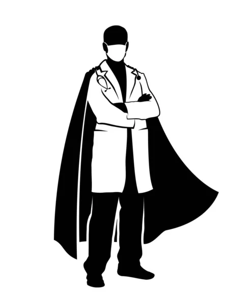 Wektor Ilustracja Człowieka Lekarz Noszący Maskę Płaszcz Covid Wirus Korony — Wektor stockowy