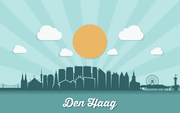 Ilustración Vectorial Edificios Urbanos Town Den Haag Países Bajos — Archivo Imágenes Vectoriales