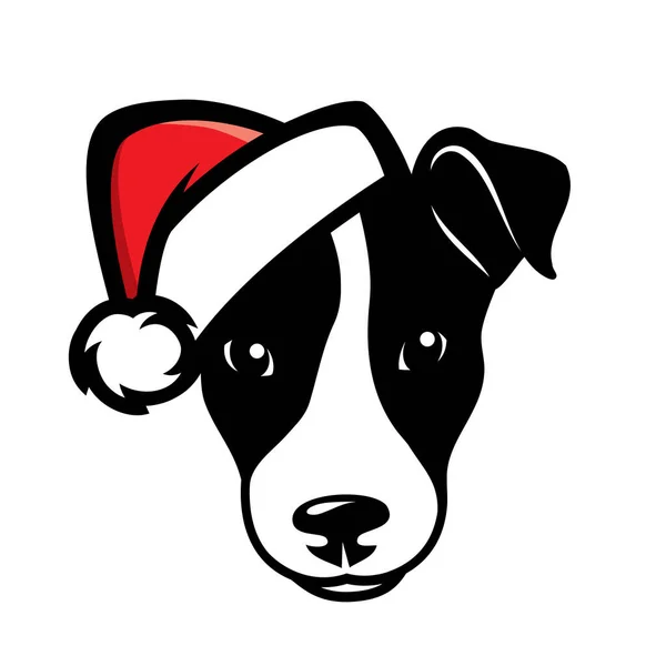 Ilustração Vetorial Cão Jack Russell Terrier Santa Hat — Vetor de Stock