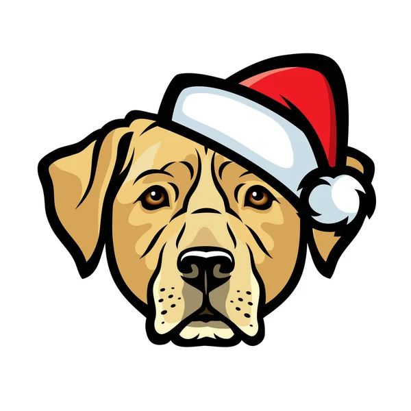 Vector Illustration Labrador Dog Animal Santa Hat — Stock Vector