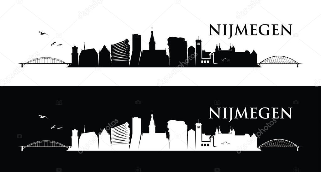 Vector illustration of city buildings, town nijmegen, Netherlands