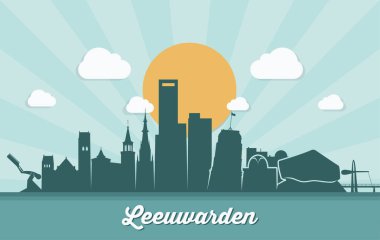  Leeuwarden şehir simgesi vektör illüstrasyonu