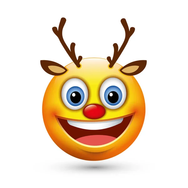 Emoticon Reindeer Icon Vector Illustration — Stock Vector