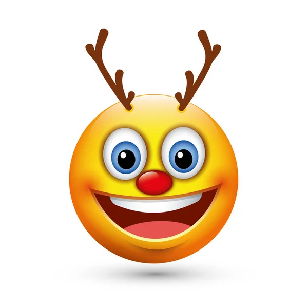 Emoticon Reindeer Icon Vector Illustration — Stock Vector