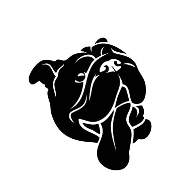 İngiliz bulldog suratı, izole edilmiş vektör çizimi