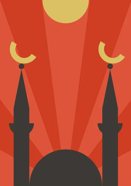 Moschea Islamica Disegno Illustrazione Vettoriale Piatto — Vettoriale Stock