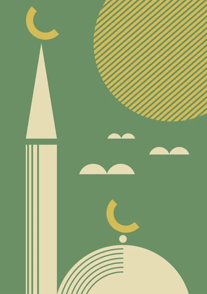 Mezquita Islámica Diseño Ilustración Vector Plano — Vector de stock