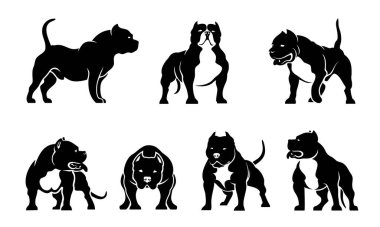 American Bull dog seti, izole vektör çizimi