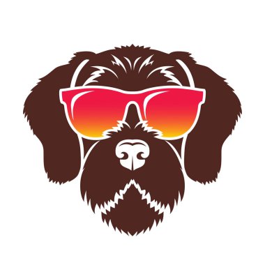 Güneş gözlüklü, köpek soyundan, izole edilmiş vektör illüstrasyonlu Alman işaretçisi.