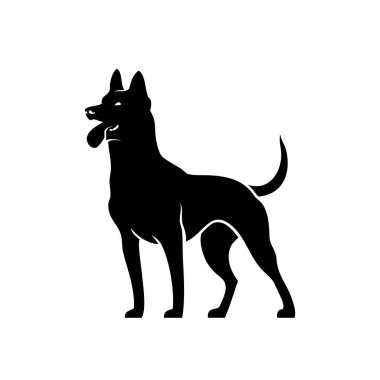 bir arka planda siyah ve beyaz vektör köpek silueti izole