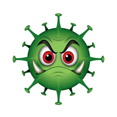 Sivri dişli sevimli virüs çizgi film karakteri
