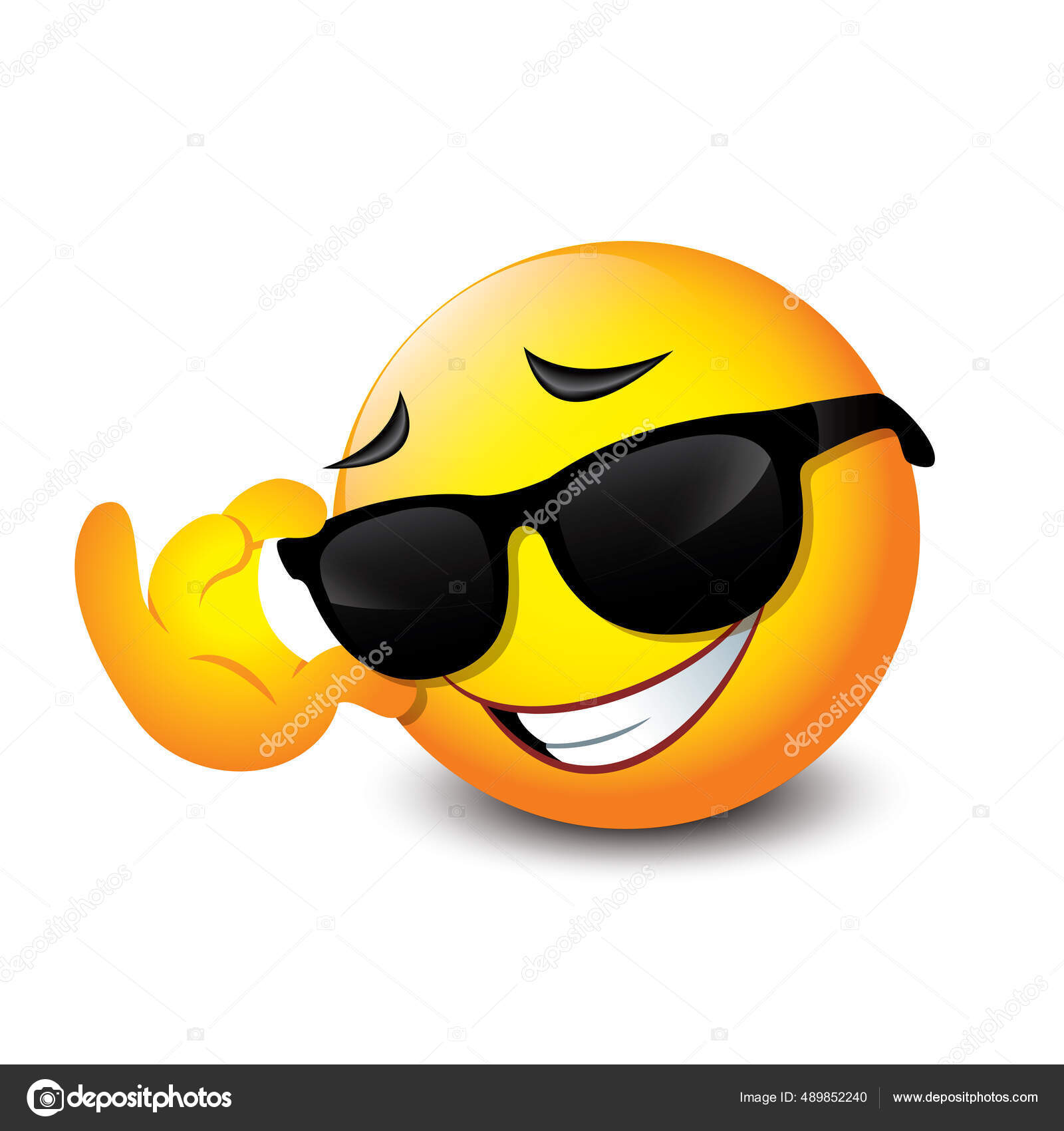 Cute Smiling Emoticon Wearing Black Sunglasses Emoji Vector ...