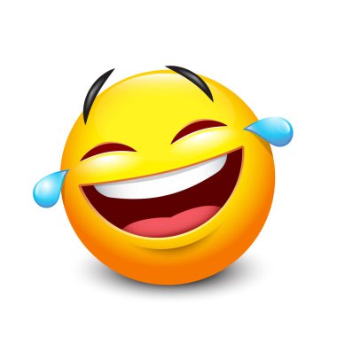 Emoji surat güler ve ağlar, emoticon gözyaşı ikonu - izole vektör çizimi