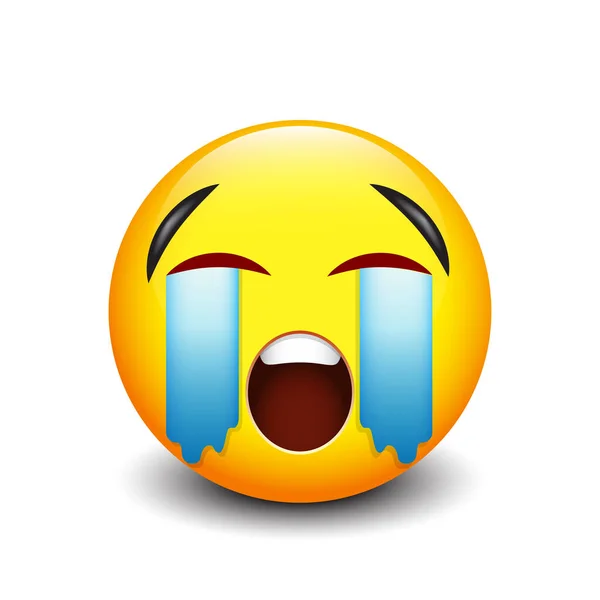 Piangendo Emoticon Triste Emoji Illustrazione Vettoriale — Vettoriale Stock