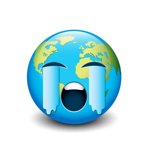 Chorando Emoji Terra Emoticon Triste Ilustração Vetorial Isolado —  Vetores de Stock