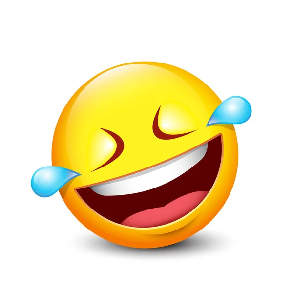 Emoji Wajah Lol Tertawa Dan Menangis Ikon Air Mata Emoticon - Stok Vektor