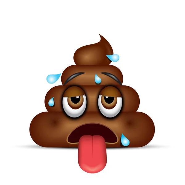Hot Poo Emoji Schwitzen Poop Emoticon Gefühl Hitze Vektorillustration — Stockvektor