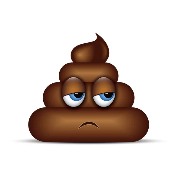 Cute Unamused Poo Face Emoticon Tired Face Poop Emoji Isolated — Stock Vector