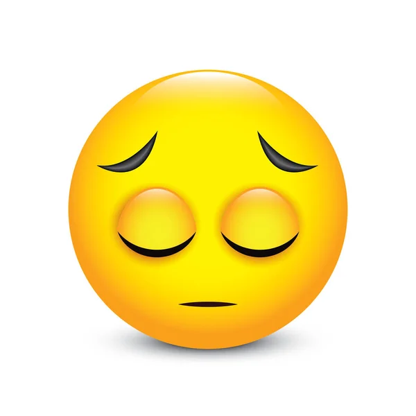 Cute Sad Emoticon Pensive Emoji Vector Illustration — Stock Vector