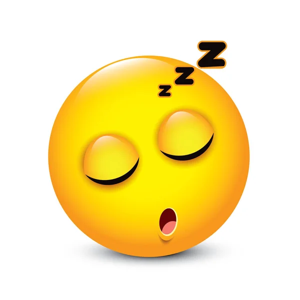 Cute Sleeping Emoticon Emoji Векторная Иллюстрация — стоковый вектор