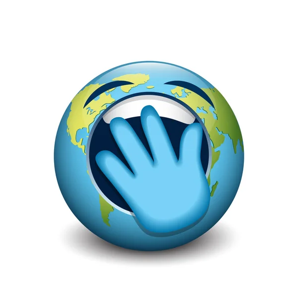 Emoji Bonito Terra Emoticon Bocejando Com Mão Sobre Boca Ilustração —  Vetores de Stock