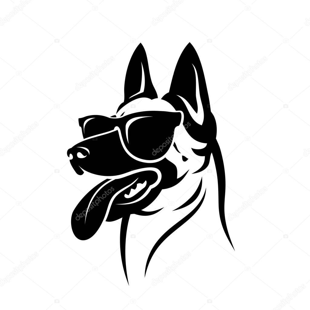 Belgian shepherd dog Malinois with sunglasses - isolated vector illustration