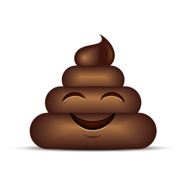 Poo happy emoticon, emoji, kaka suratlı vektör çizimi
