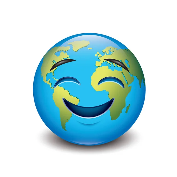 Dünya Emojisi Güler Mutlu Gülen Ifade Izole Vektör Çizimi — Stok Vektör
