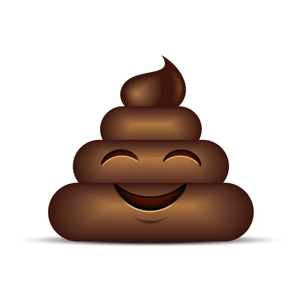 Poo Happy Emoticon Emoji Poop Face Vektor Illustration — Stockvektor