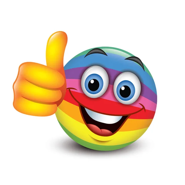 Emoticon Bonito Com Polegares Para Cima Emoji Ilustração Vetorial —  Vetores de Stock