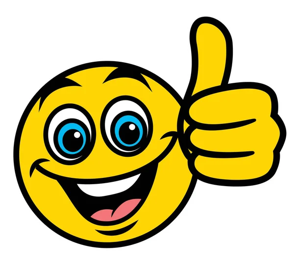 Thumbs Gesture Icon Cartoon Happy Smiling Man Showing Thumb Vector Stock Illustration