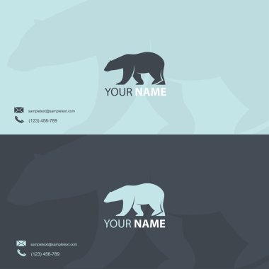 Business card template with polar bear clipart