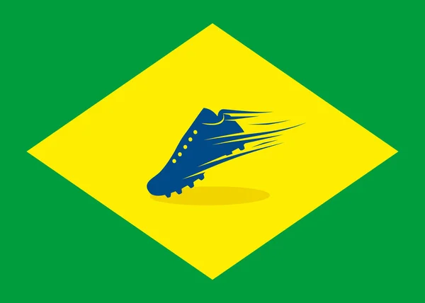 Flaga Brazylii z rozruchem piłka nożna — Wektor stockowy