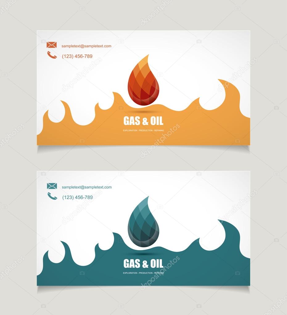 Business card template with symbol of gas and oil