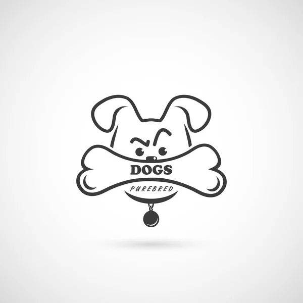 Perro enojado y hueso — Vector de stock