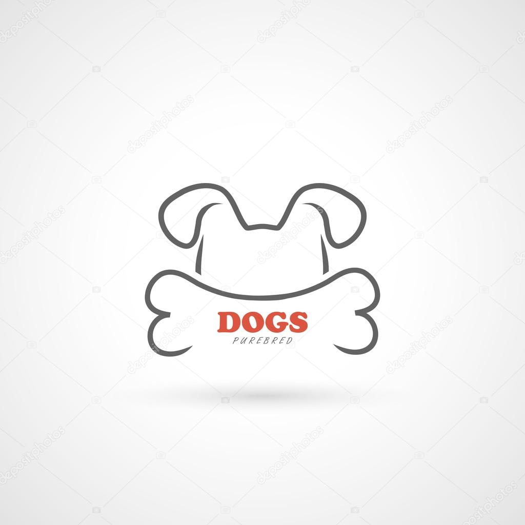 Angry dog and bone logo  illustration