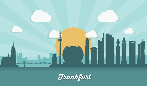 Skyline de Frankfurt - diseño plano — Archivo Imágenes Vectoriales