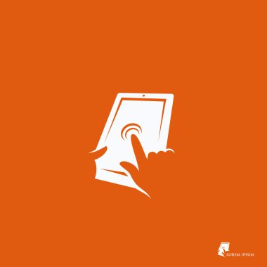 Tablet bilgisayar sembolü dokunmadan