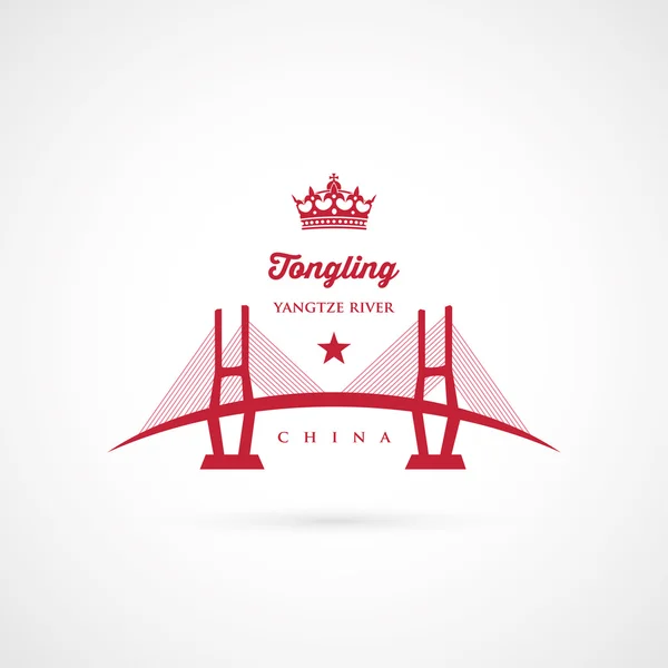 Tongling brug China symbool — Stockvector