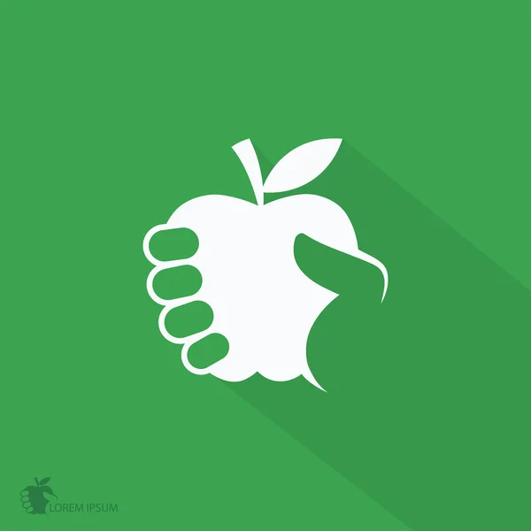 Hand holding apple sign — Stock Vector