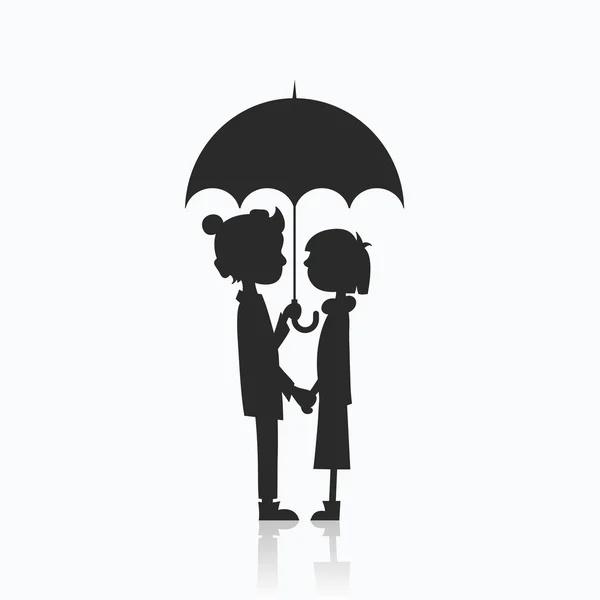 Couple in love under umbrella — Stock Vector