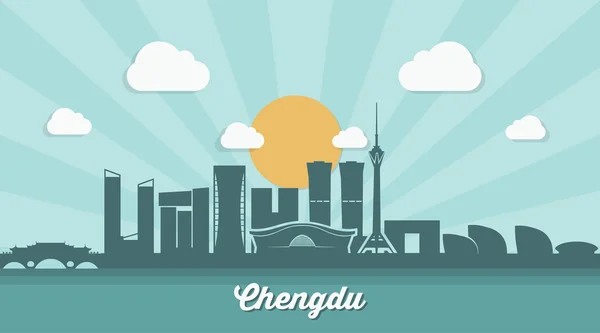 Chengdu στον ορίζοντα — Διανυσματικό Αρχείο