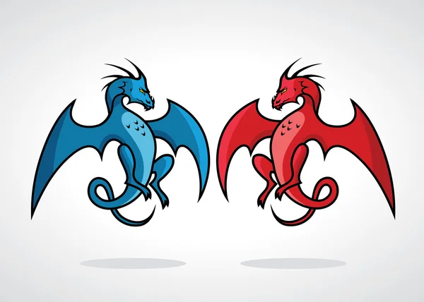 Modrý a červený drak — Stockový vektor