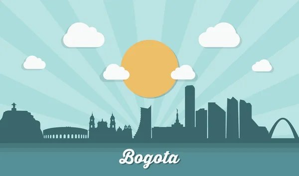 Skyline de Bogotá - diseño plano — Vector de stock
