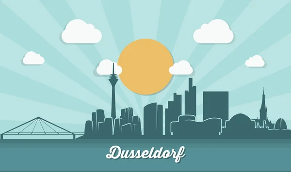 Skyline Dusseldorf - diseño plano — Vector de stock