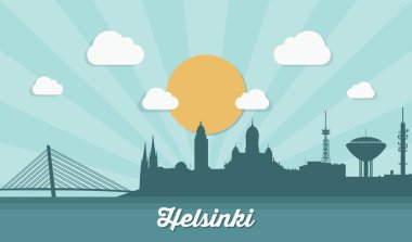 Helsinki manzarası - düz tasarım
