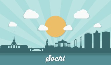 Sochi manzarası - düz tasarım