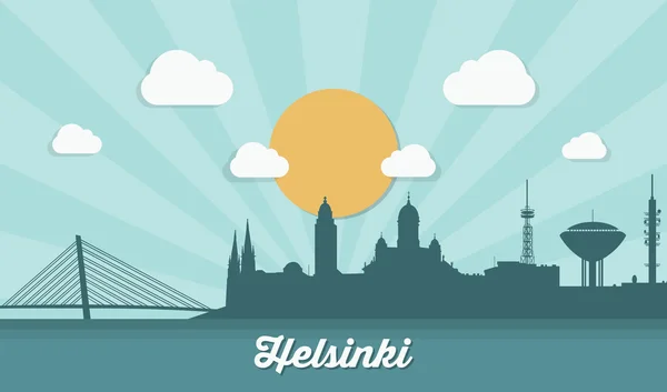 Helsinki skyline - diseño plano — Vector de stock