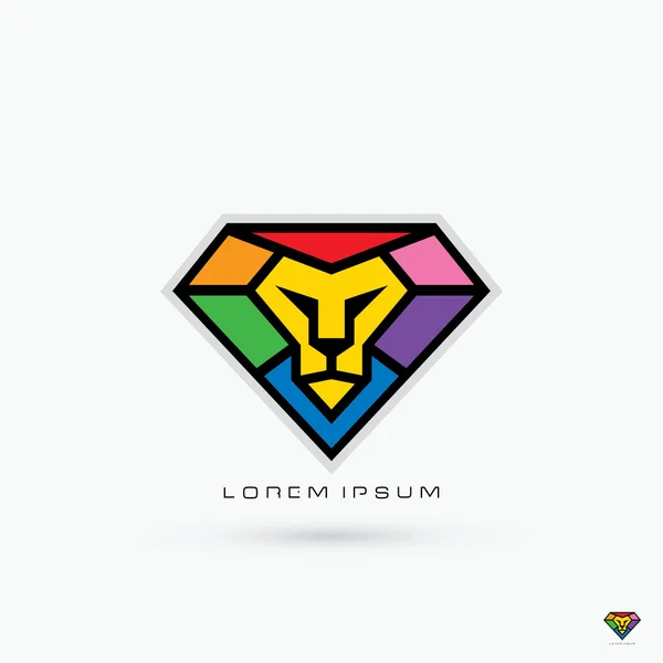 Regenbogendiamant Löwe Zeichen — Stockvektor